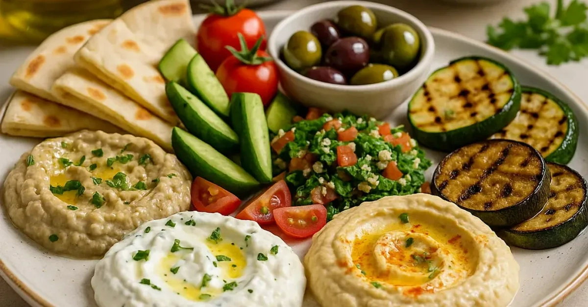 Mediterrán előételválogatás friss kenyérrel